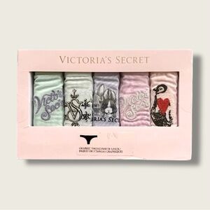 Victoria’s Secret 5pk Thong Panty Lot Large New